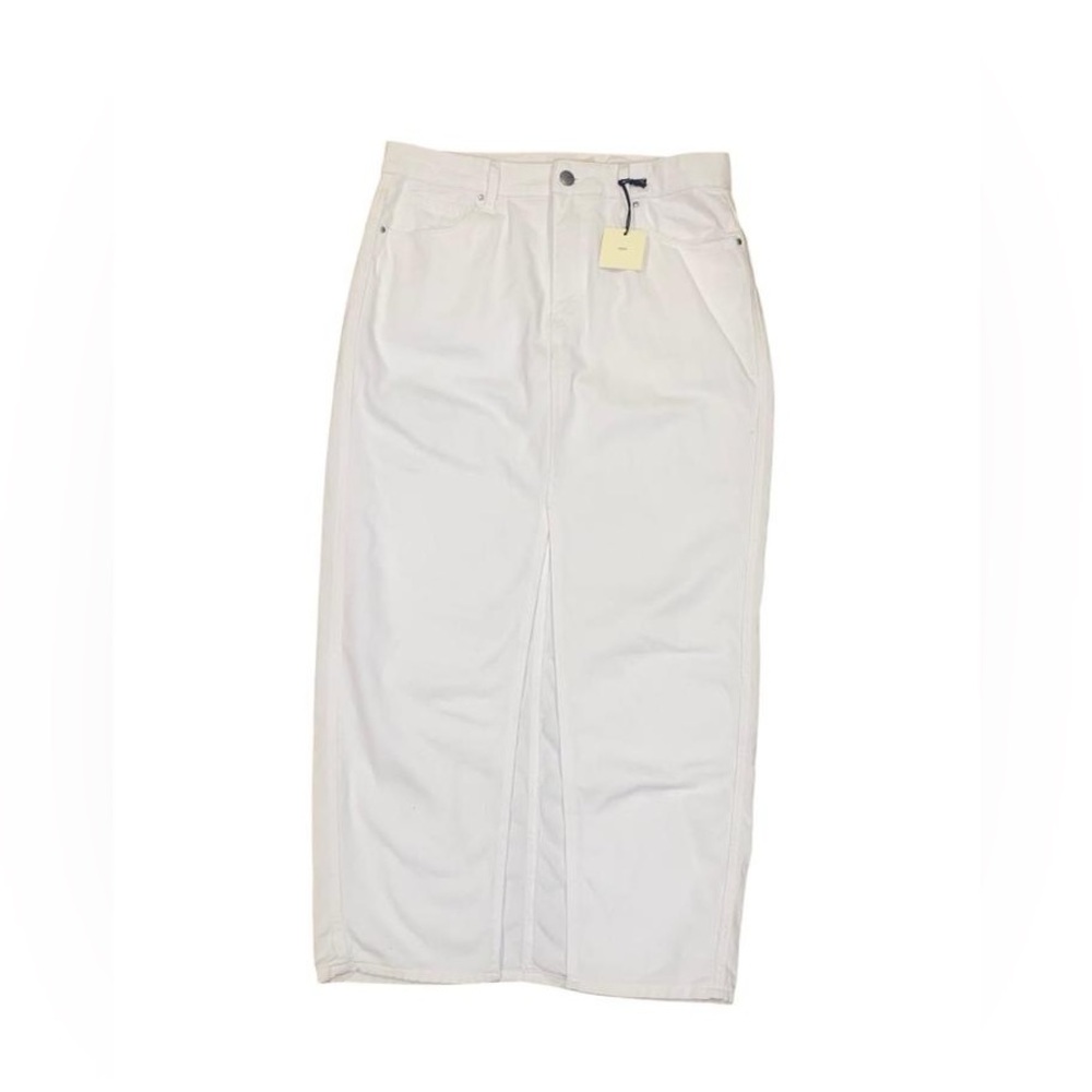 Brand new with tags white denim midi skirt with middle slit